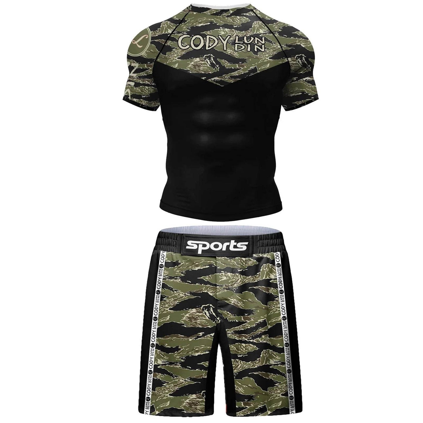 Ensemble Court MMA Sports Camouflage Vert & Noir