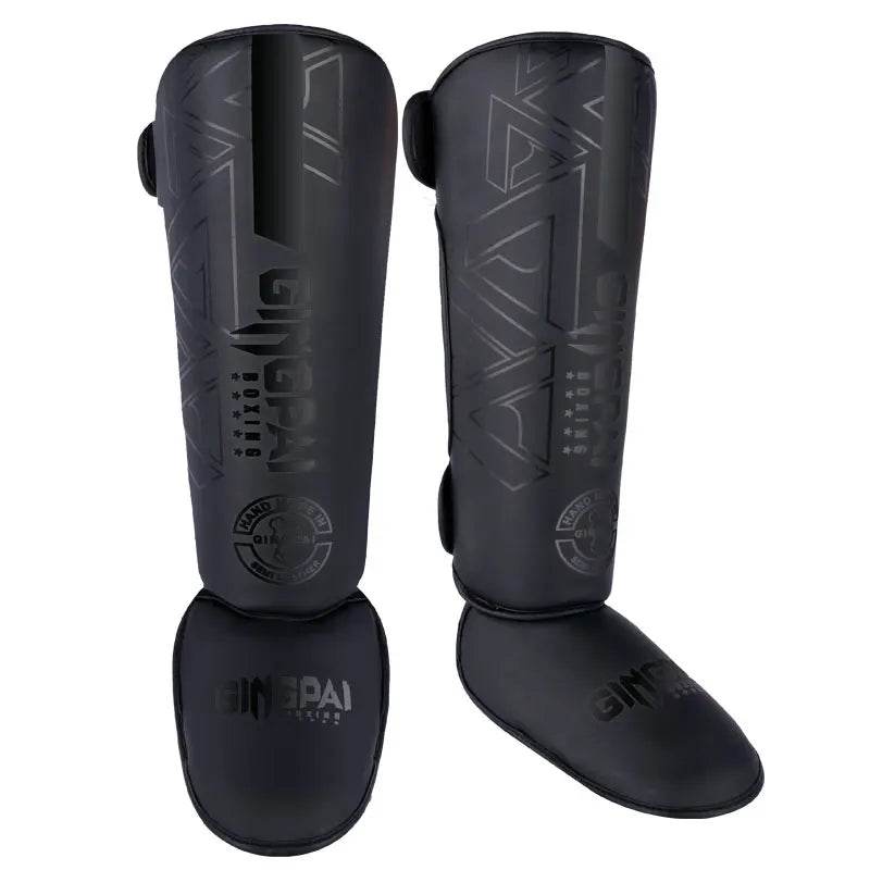Protège-tibias MMA GingPai Noir Mat Design Tribal