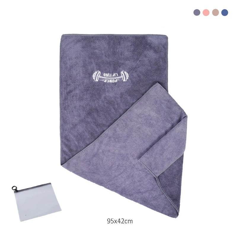 Serviette MMA Grise Brodée Haltères Power Lifting