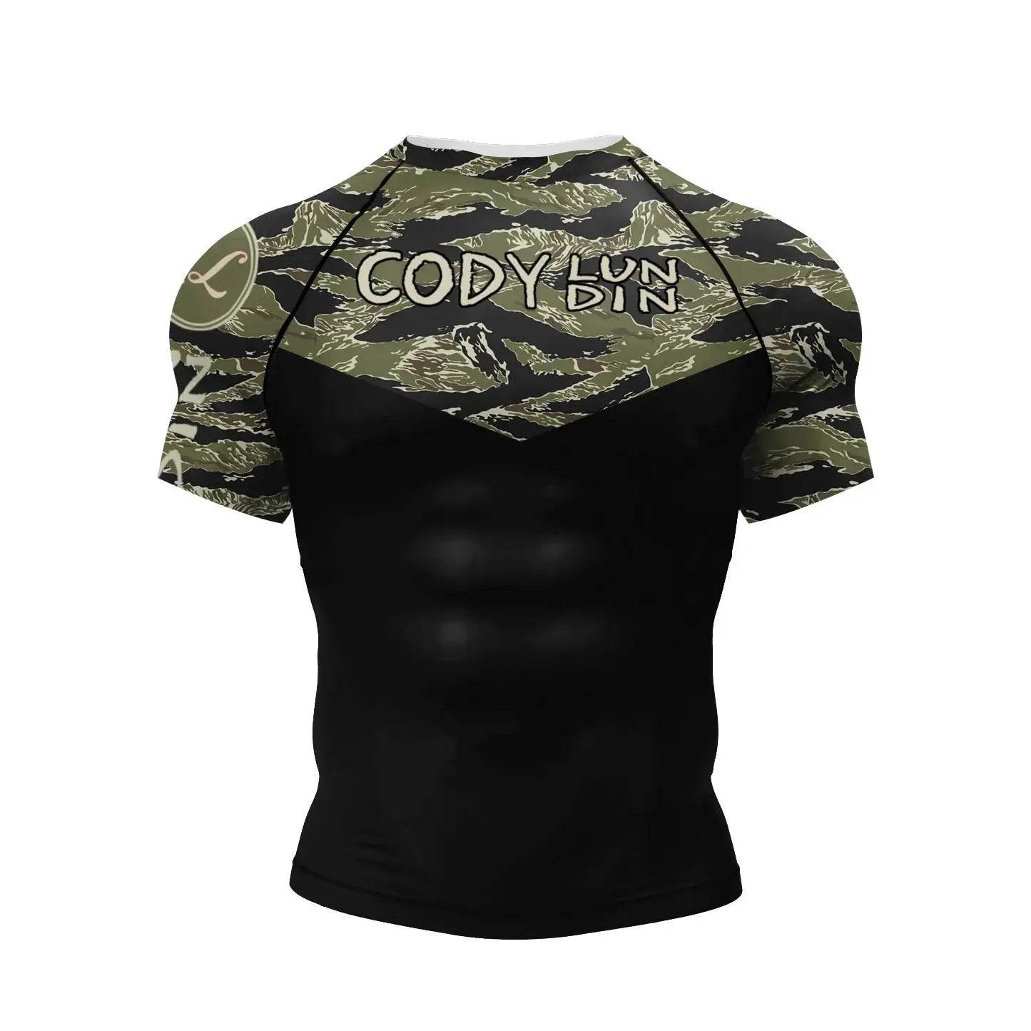 T-shirts MMA Sports Camouflage Vert & Noir