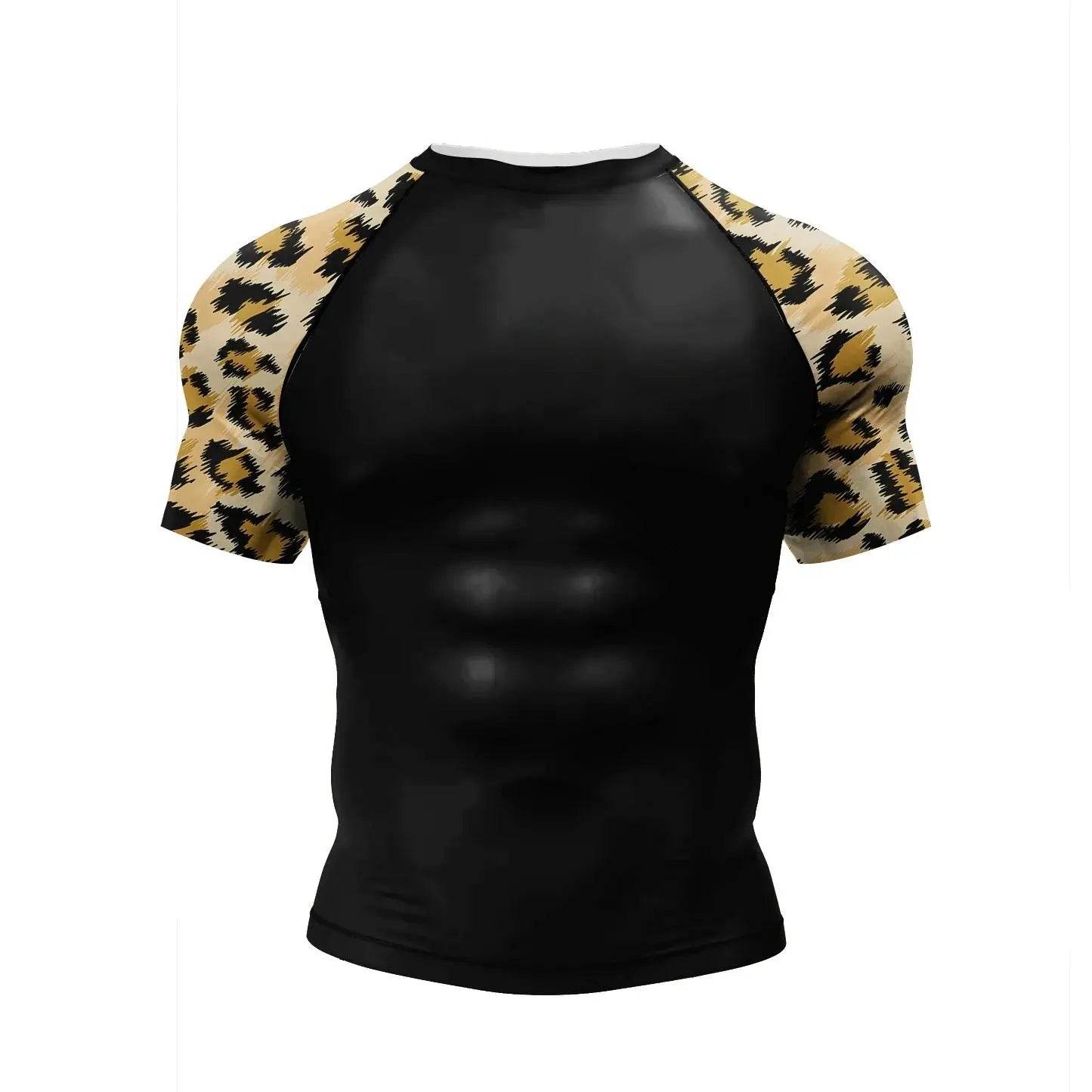 T-shirts MMA Sports Léopard Noir & Doré