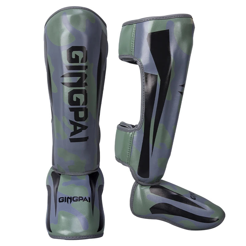 Protège-tibias MMA GingPai Camouflage Vert & Gris