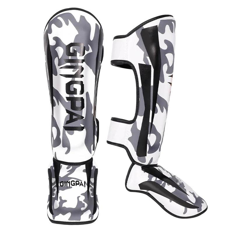 Protège-tibias MMA GingPai Camouflage Gris & Blanc