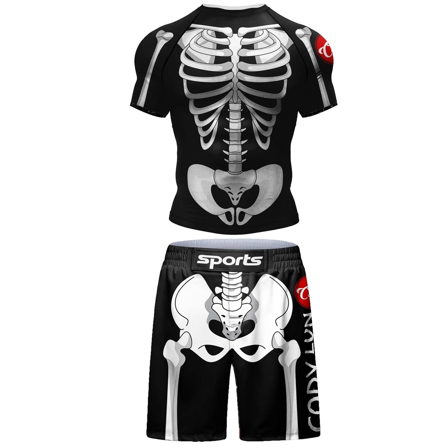 Ensemble Court MMA Sports - Squelette Noir & Blanc