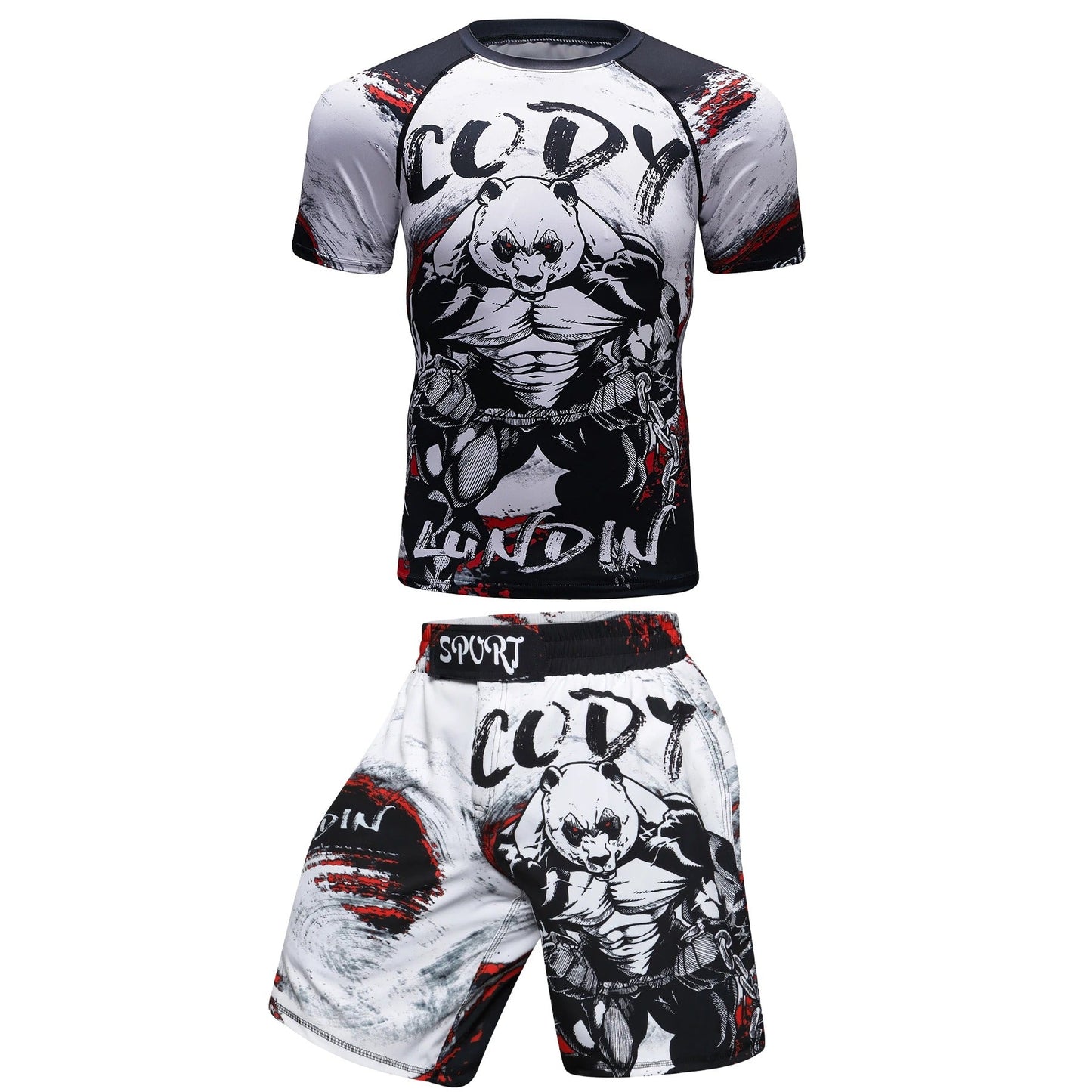 Ensemble Court MMA Sports Panda Sauvage Noir Blanc
