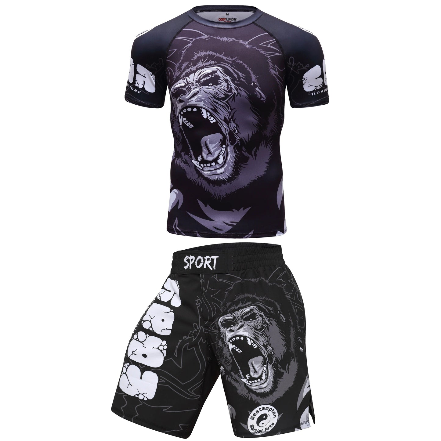 Ensemble Court MMA Sports Singe Rugissant Noire