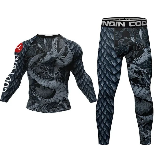 Ensemble Long MMA Sports Dragon Noir & Gris