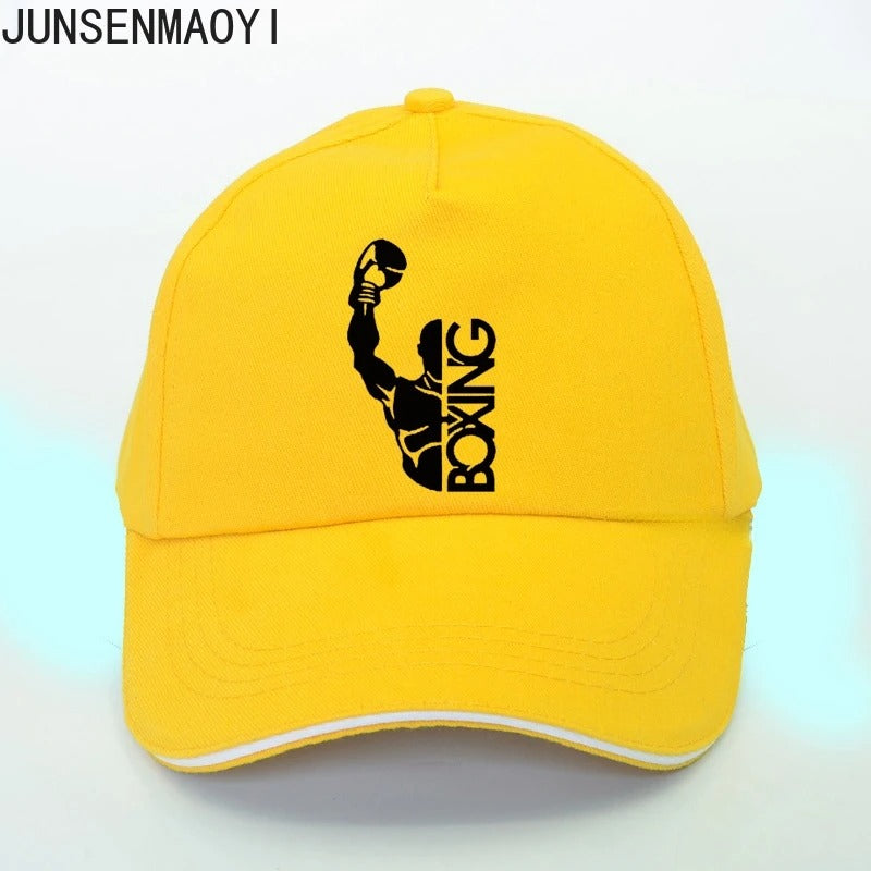 Casquette MMA Jaune Logo Boxing Noir