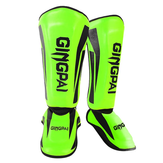 Protège-tibias MMA GingPai Vert Flash & Noir