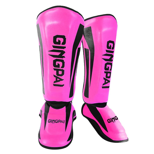 Protège-tibias MMA GingPai Rose & Noir Éclatant