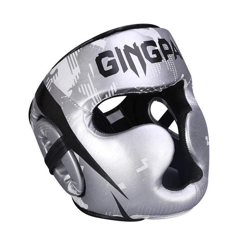 Casque MMA GingPai Argenté à Motif Camouflage Gris