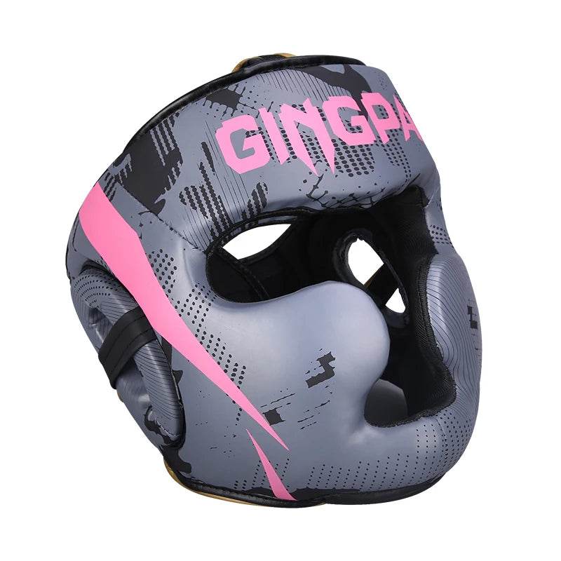 Casque MMA GingPai Gris Camouflage & Rose.