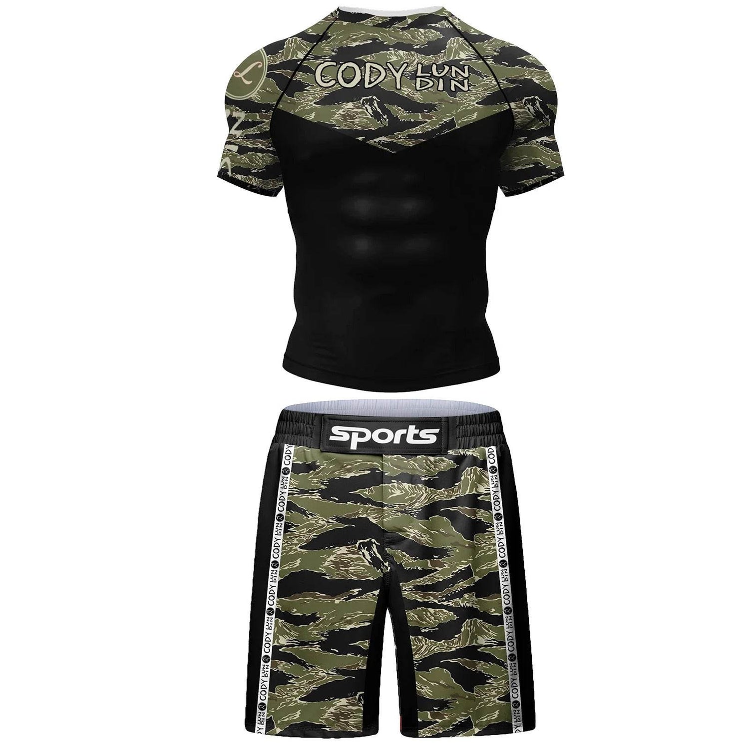 Ensemble Court MMA Sports Camouflage Vert & Noir