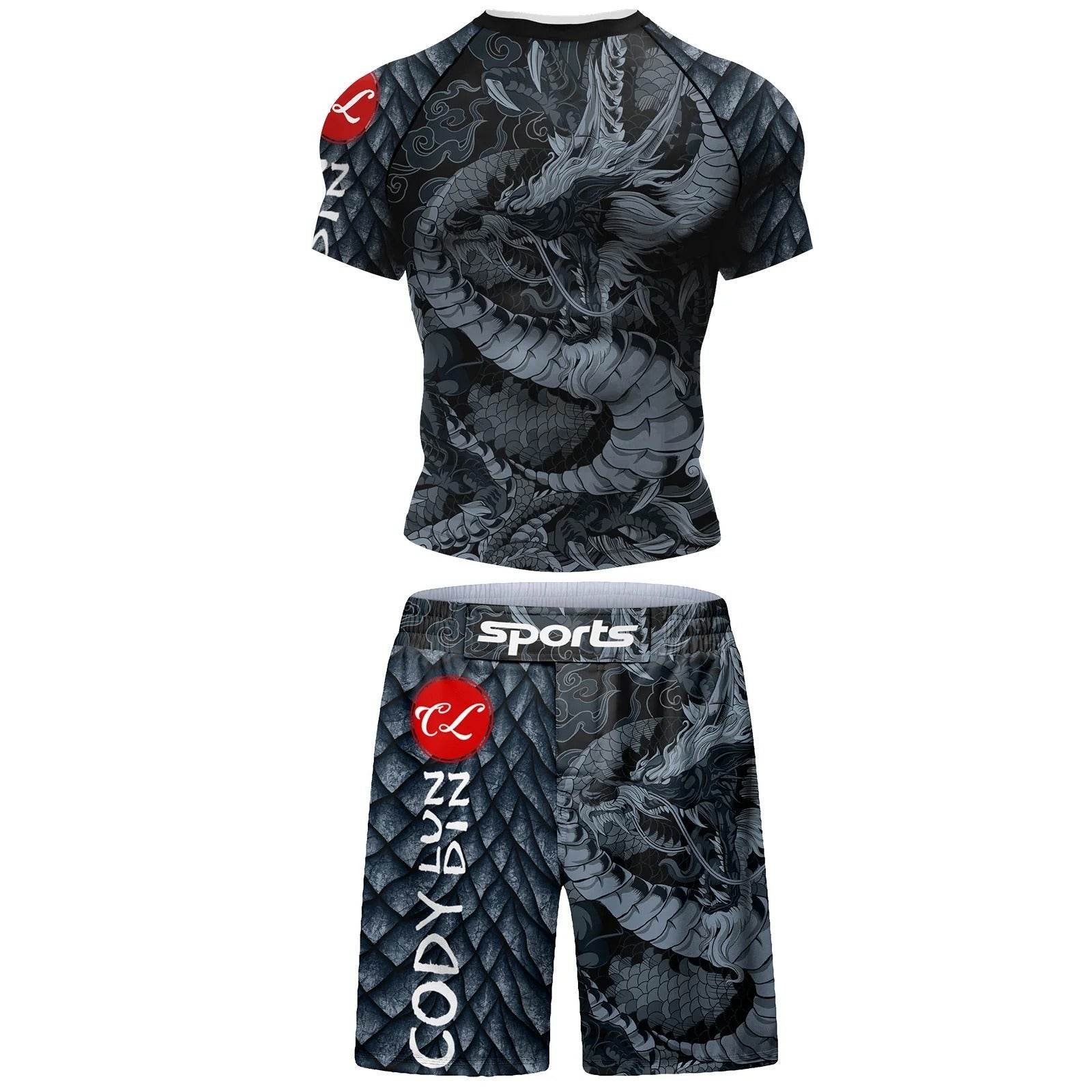 Ensemble Court MMA Sports Dragon Noir & Gris.
