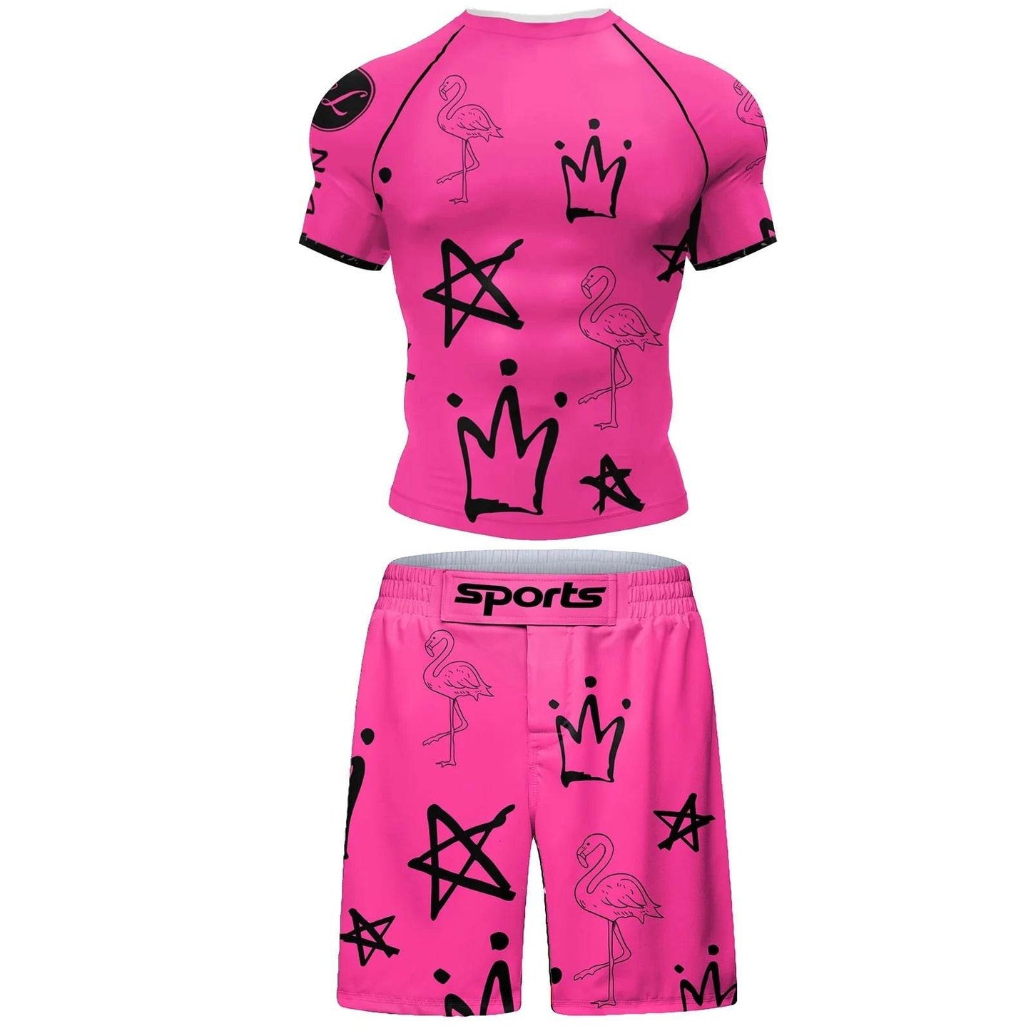 Ensemble Court MMA Sports Flamant Rose & Étoiles