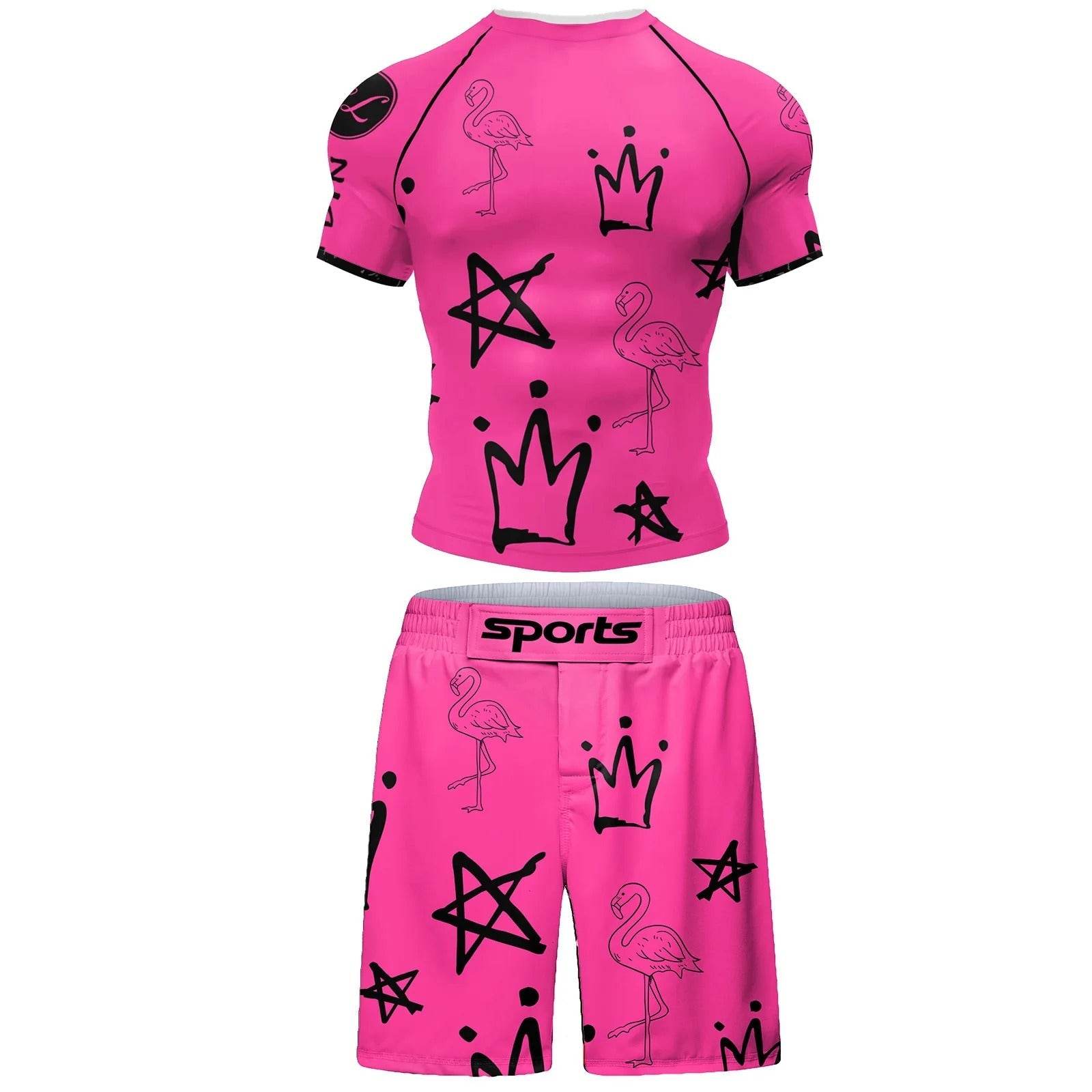 Ensemble Court MMA Sports Flamant Rose & Étoiles