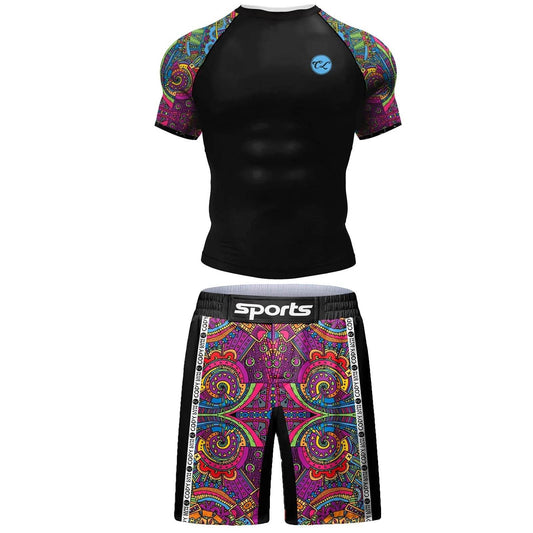 Ensemble Court MMA Sports Motif Psychédélique Couleur