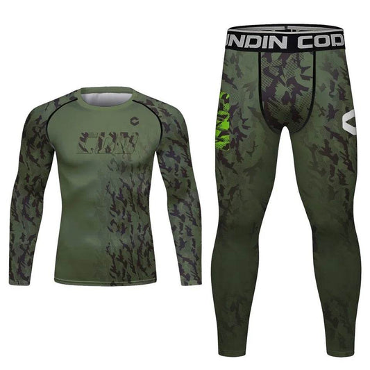 Ensemble Long MMA Sports Vert Camouflage