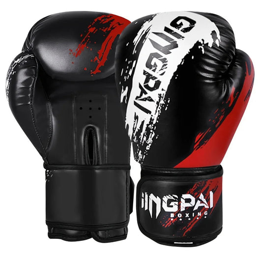 Gants MMA GingPai Griffures Noir Rouge & Blanc