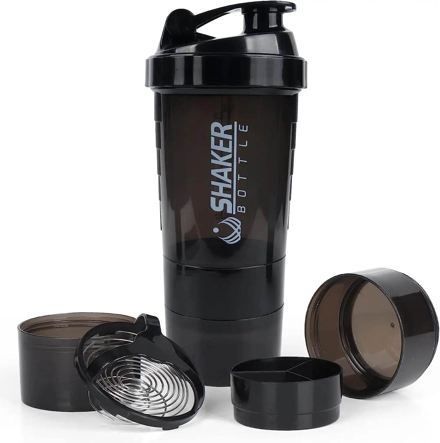 Gourde MMA Shaker Multifonctions Noir Transparent