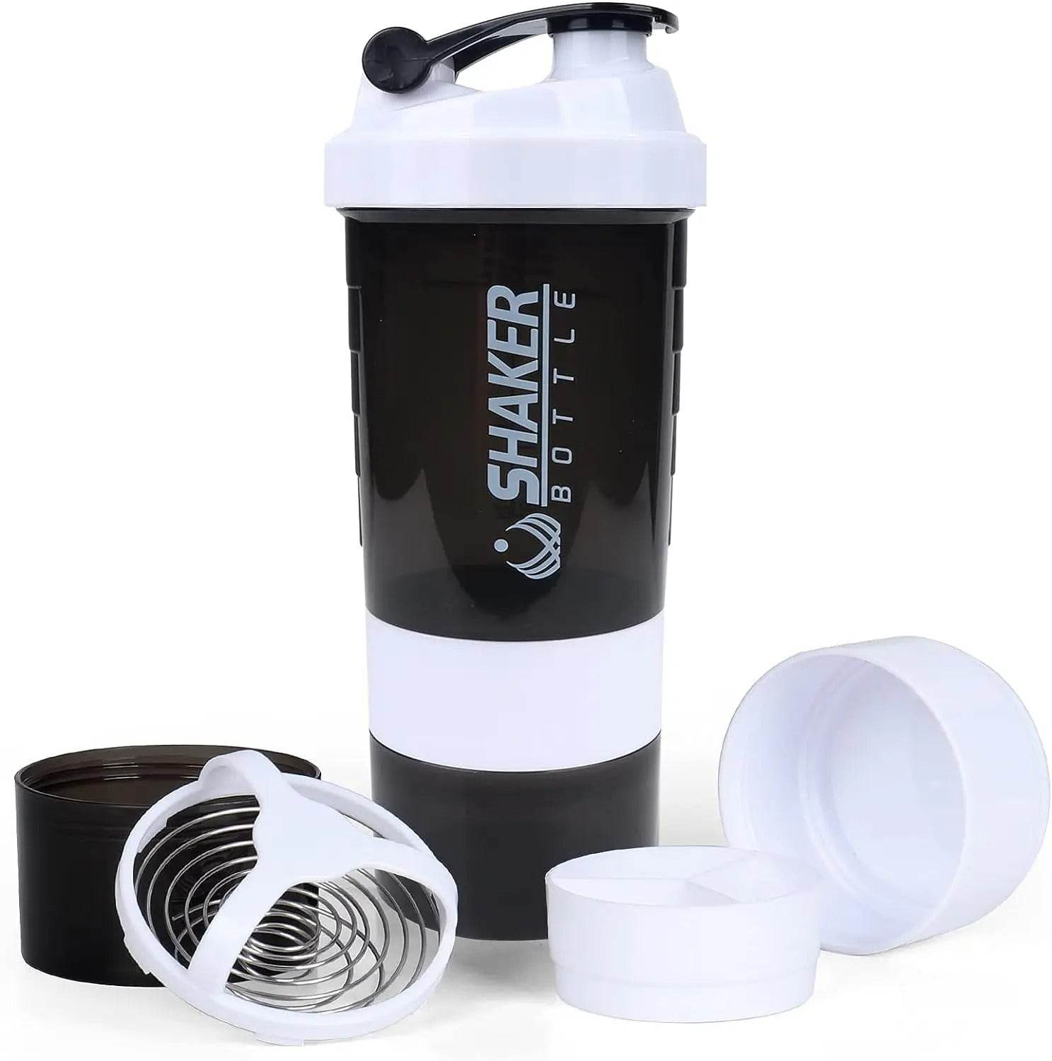 Gourde MMA Shaker Noir & Blanc avec Compartiments