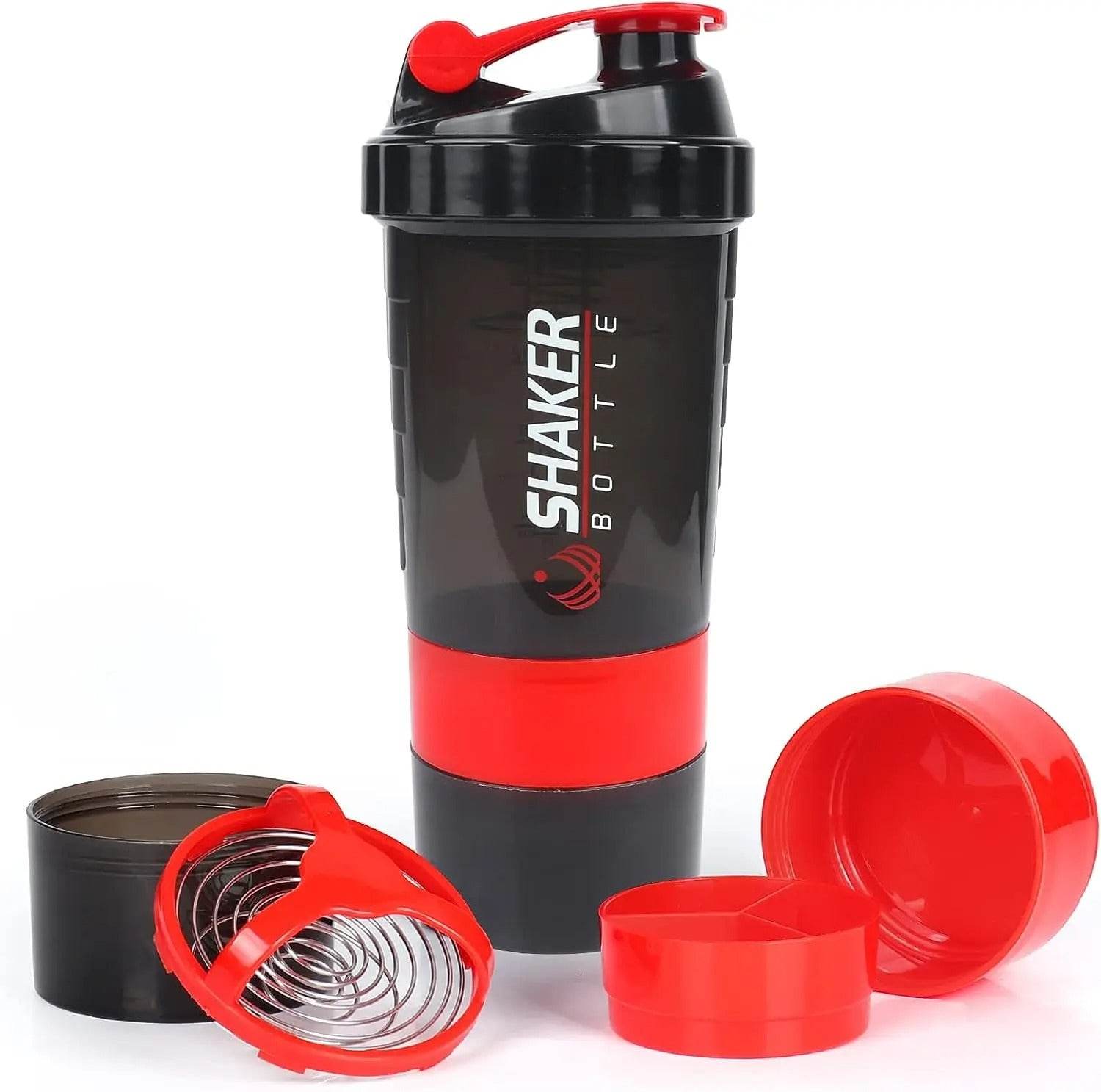 Gourde MMA Shaker Noir & Rouge avec Compartiments