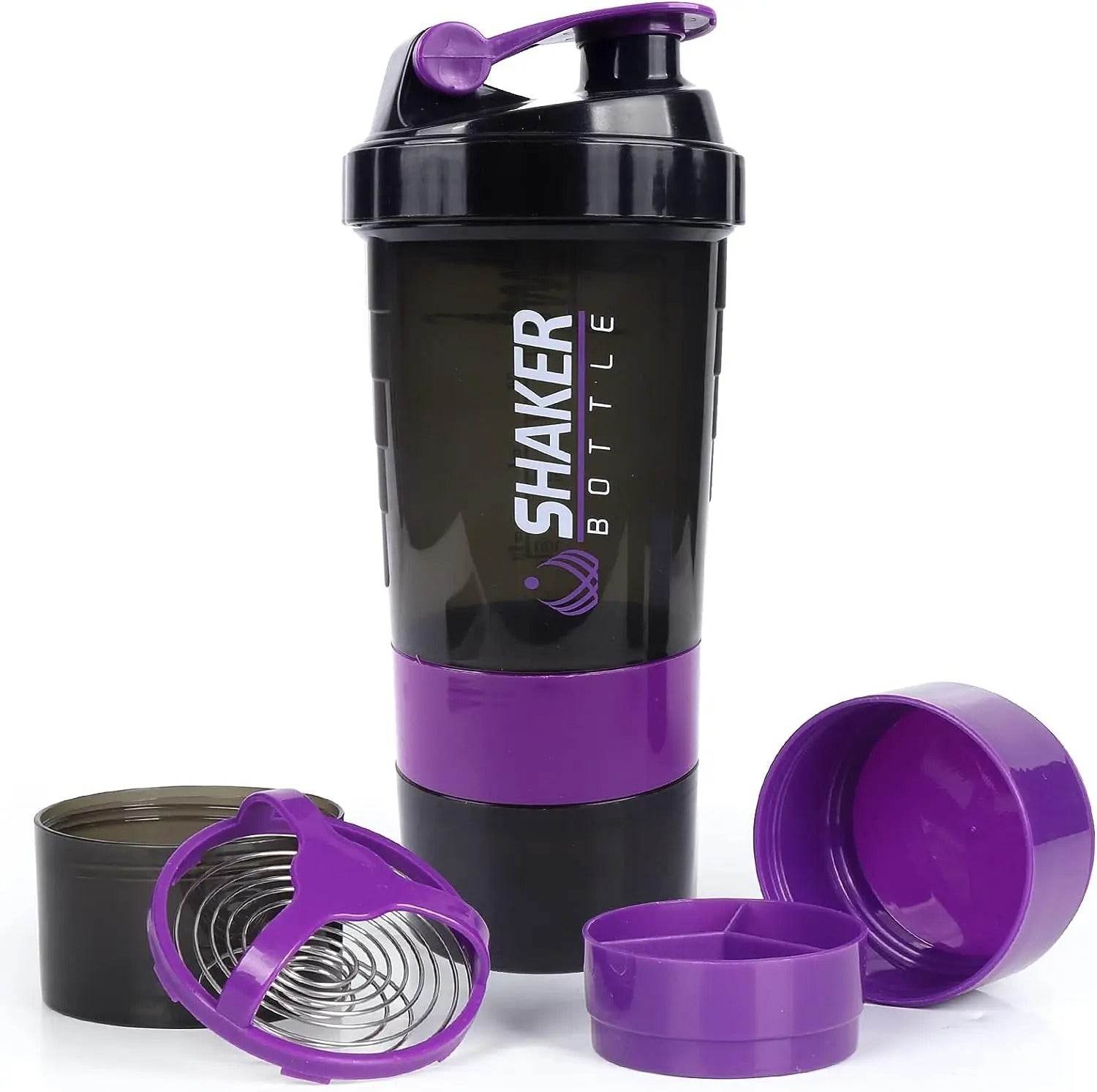 Gourde MMA Shaker Noir & Violet avec Compartiments