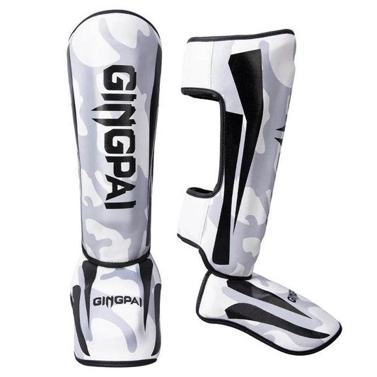 Protège-tibias MMA GingPai Camouflage Gris & Blanc