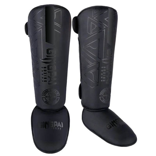 Protège-tibias MMA GingPai Noir Mat Design Tribal