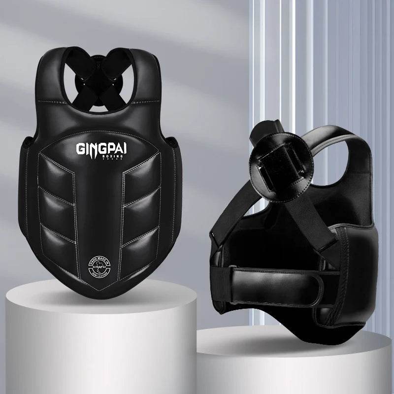 Protection de poitrine MMA GingPai Cuir Noir Combat