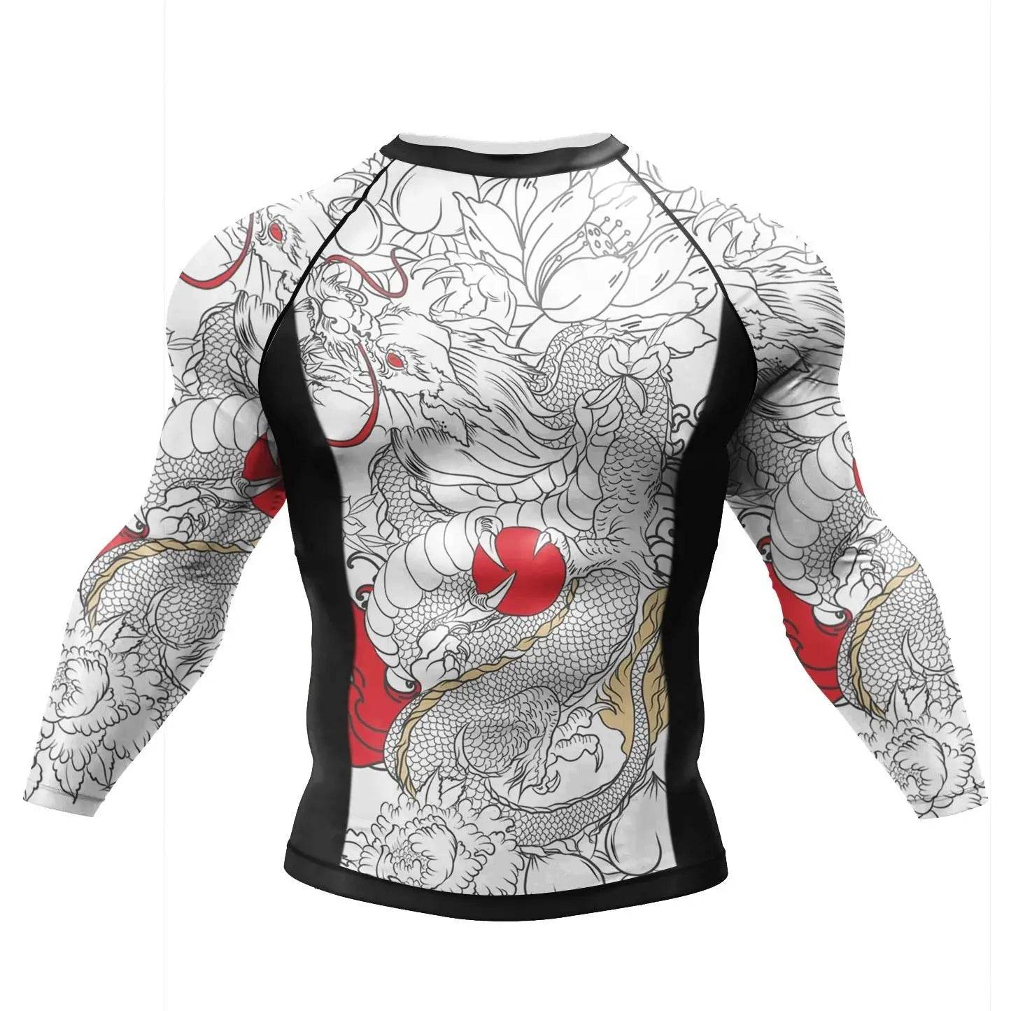 Rashguards MMA Dragon Blanc Rouge Noir