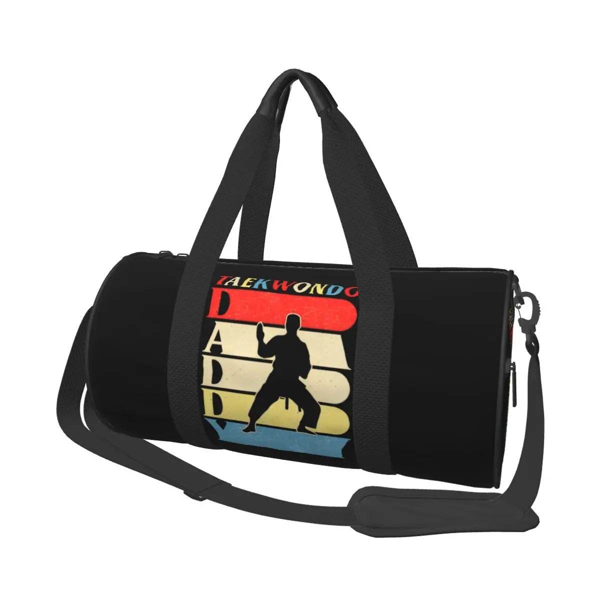 Sac de Sport Taekwondo Noir Motif Rétro Multicolore