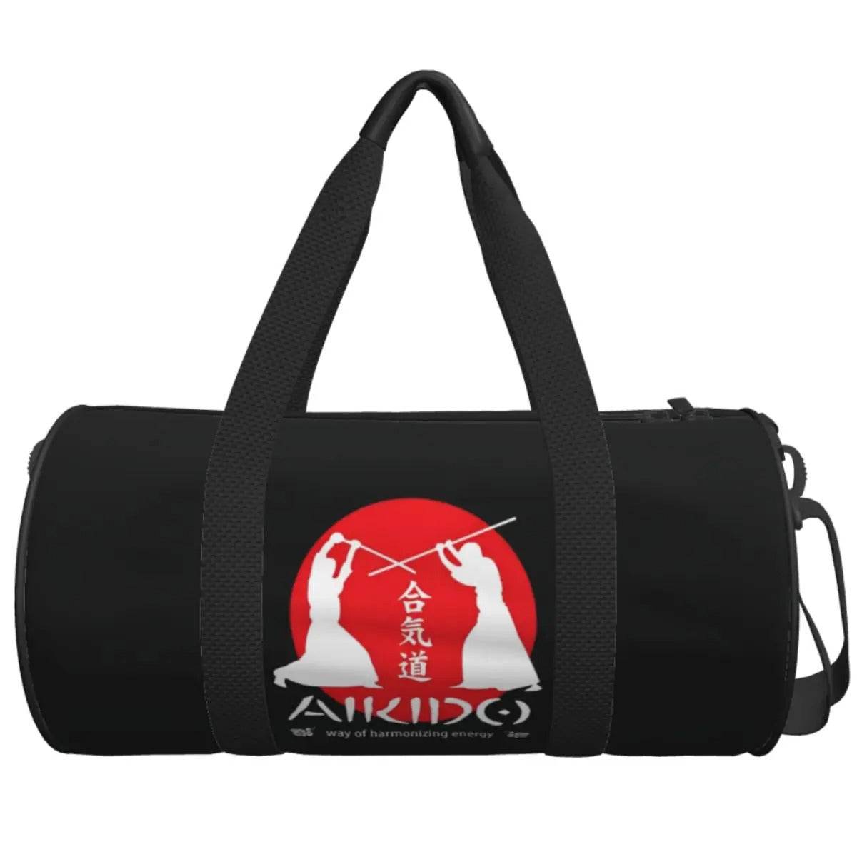 Sac de sport Aikido Noir Motif Japonais Rouge Blanc