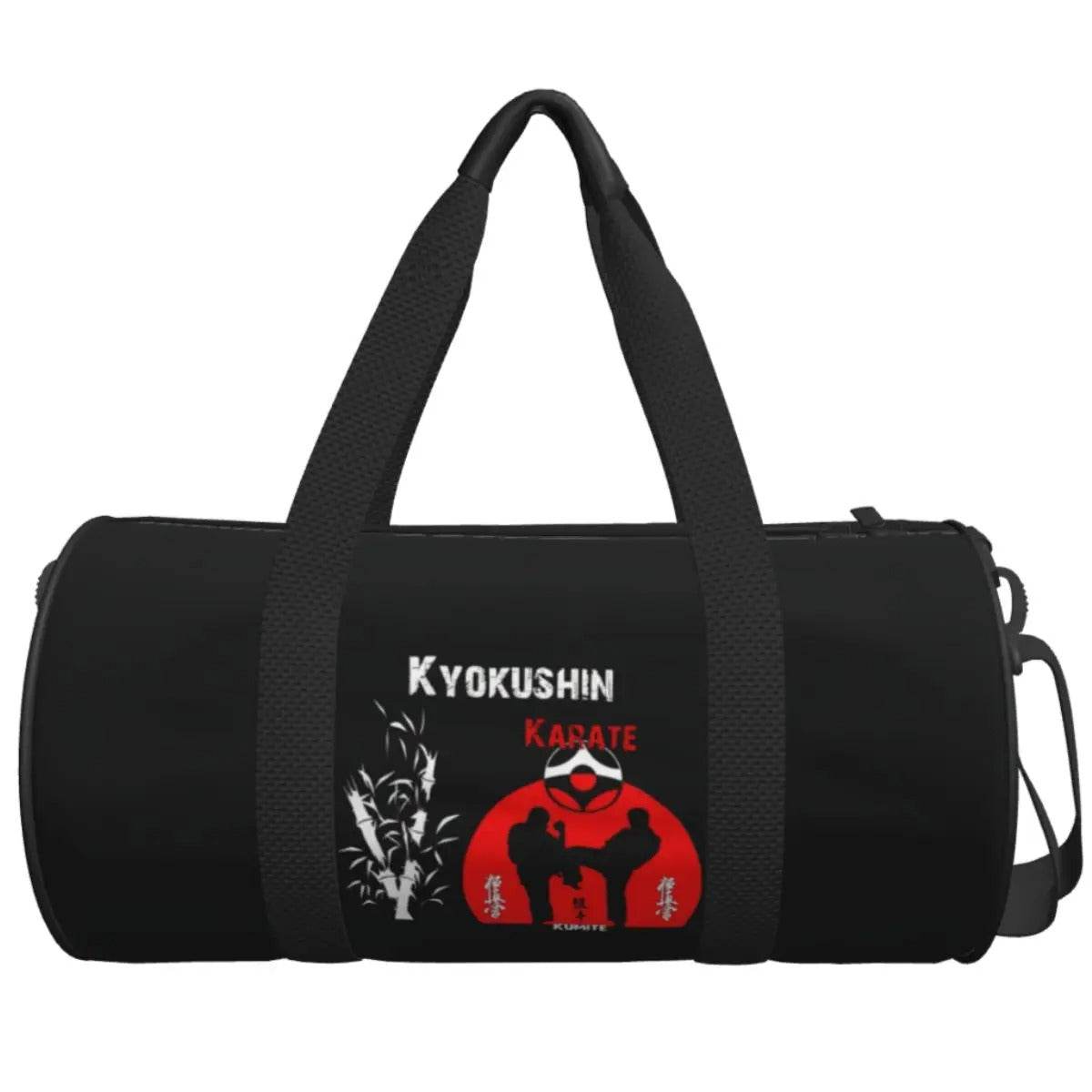 Sac de sport Kyokushin Karate noir motif combat rouge