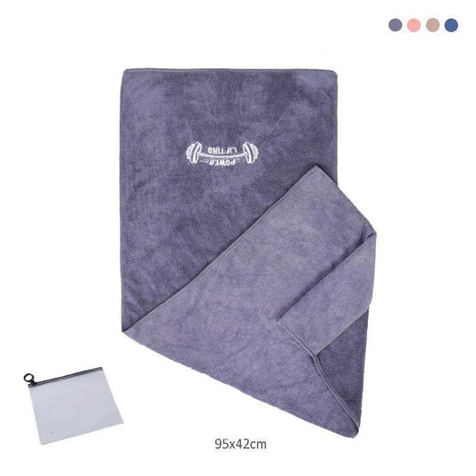 Serviette MMA Grise Brodée Haltères Power Lifting