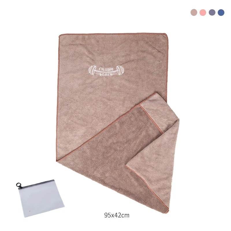 Serviette MMA Marron Broderie Haltère Blanche