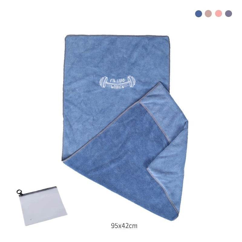 Serviette MMA Microfibre Bleu Broderie Haltères