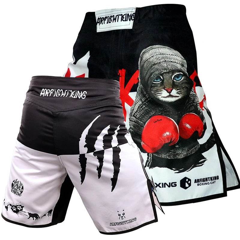 Short MMA AR Fight King Chat Boxeur Noir