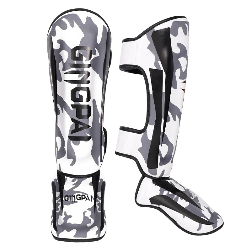 Protège-tibias MMA GingPai Camouflage Gris & Blanc